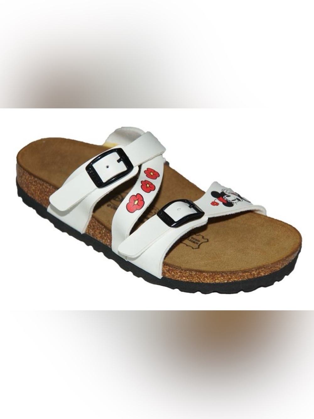 Birkenstock Disney White Floral Minnie Print Triple Buckle Sandals collectible